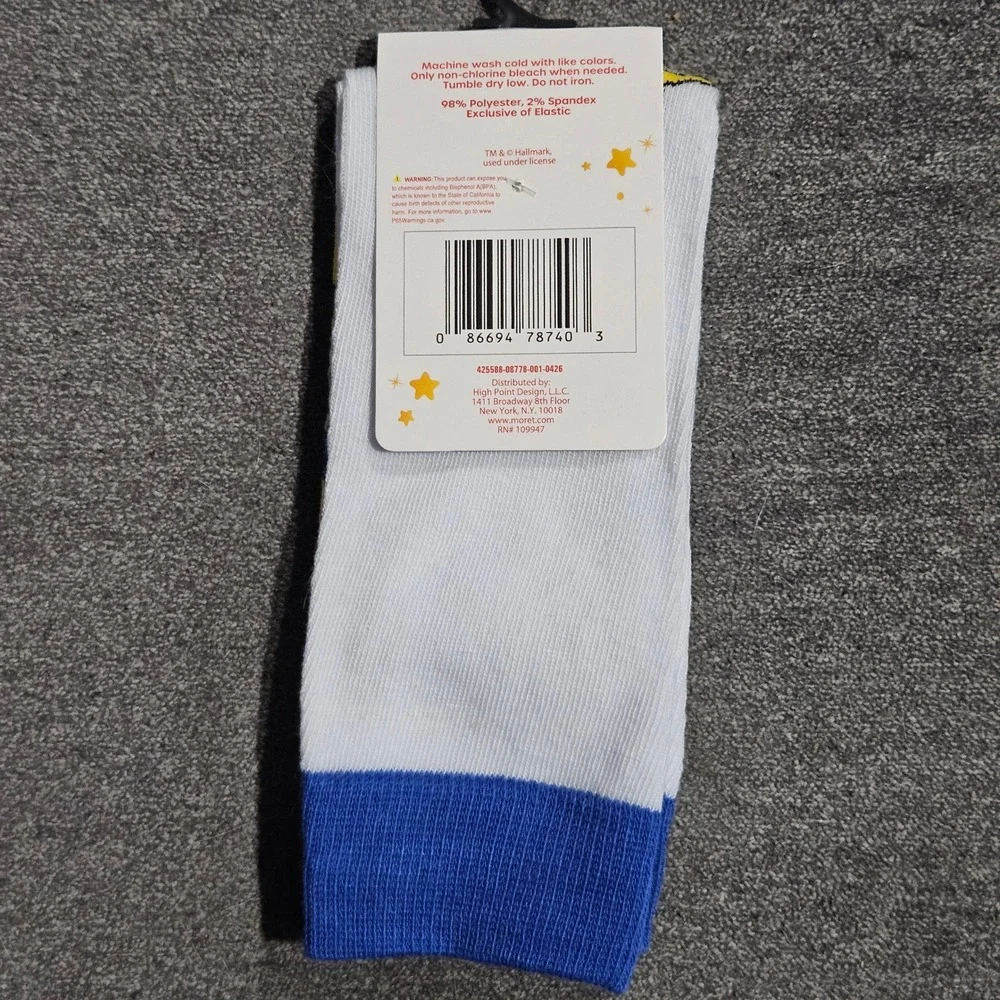 Rainbow Brite Women Crew Socks Retro 80s Cartoon Character White Blue 10-13 NEW